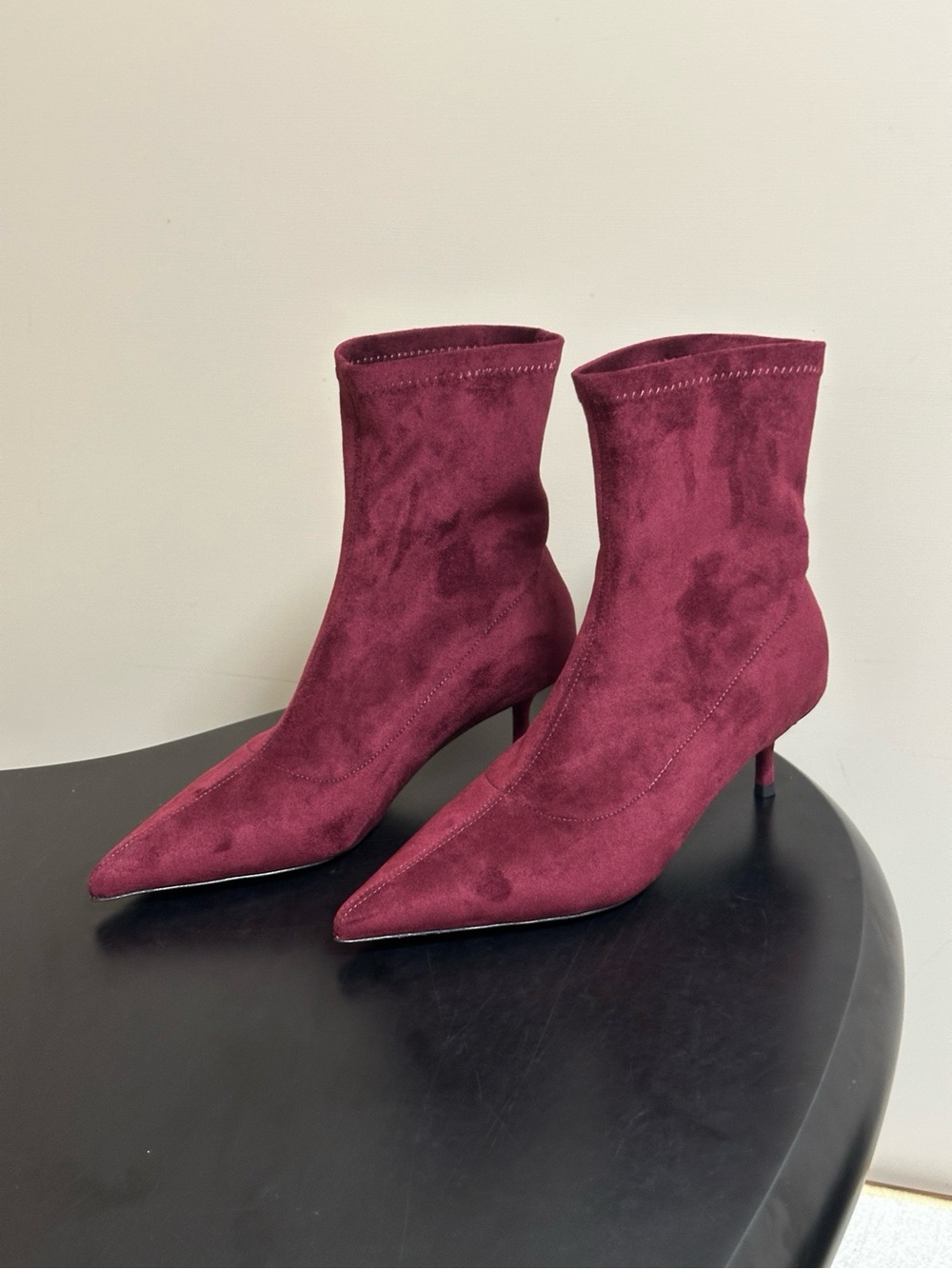 Alaia Burgundy Pointed Sock Ankle Boots